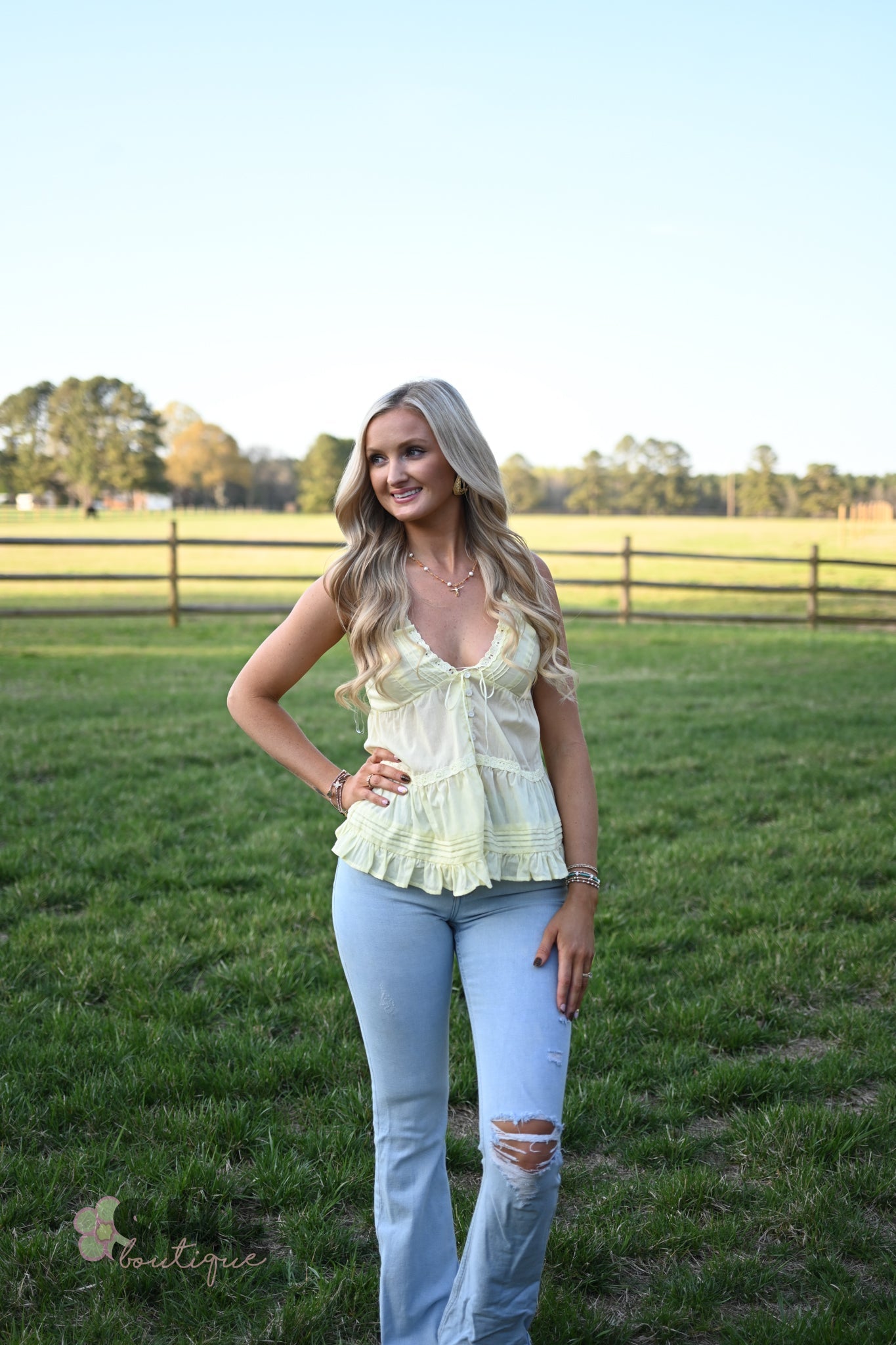 Cannon Butter Lace Trim Tank - She Chester