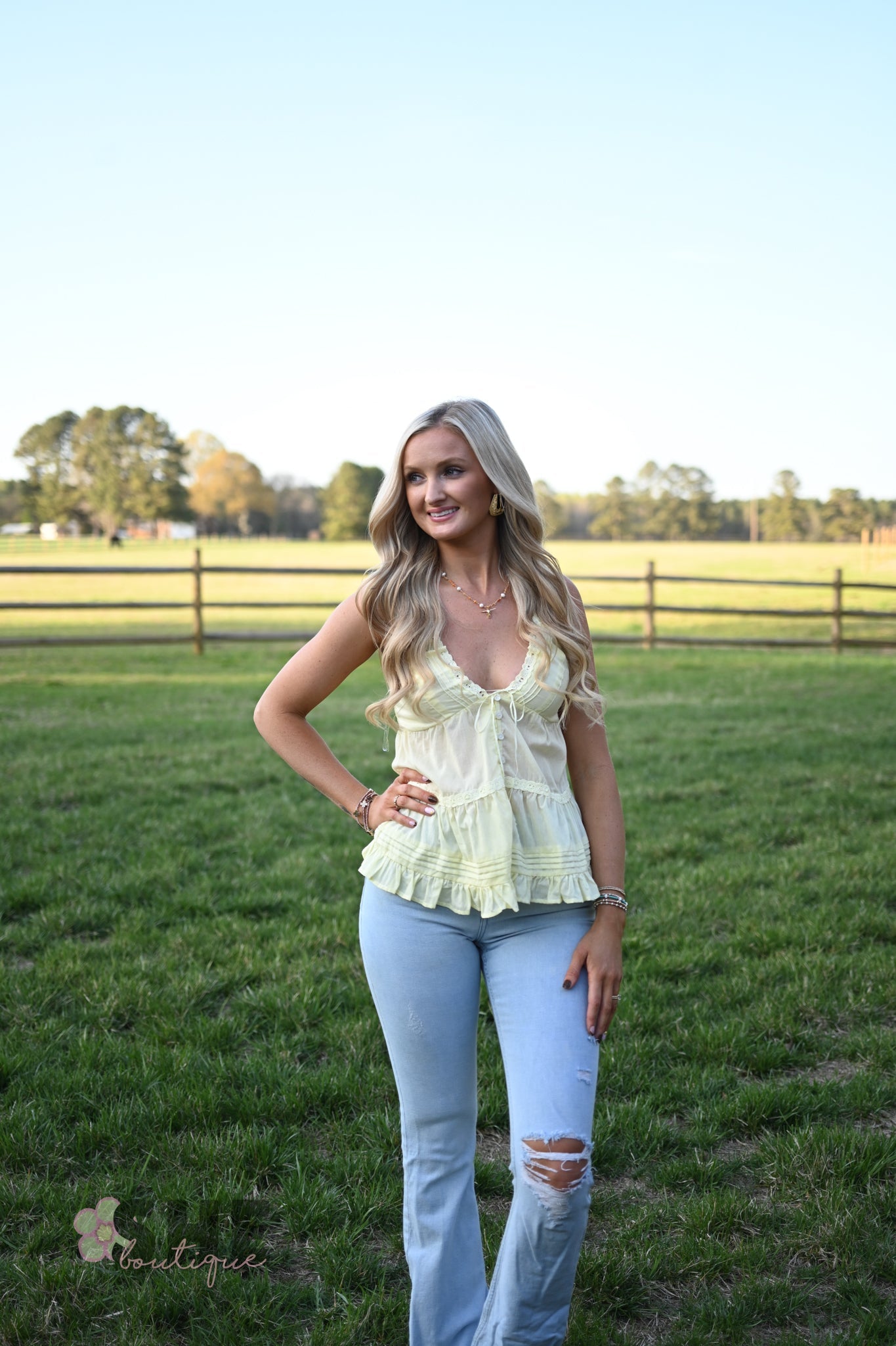 Cannon Butter Lace Trim Tank - She Chester