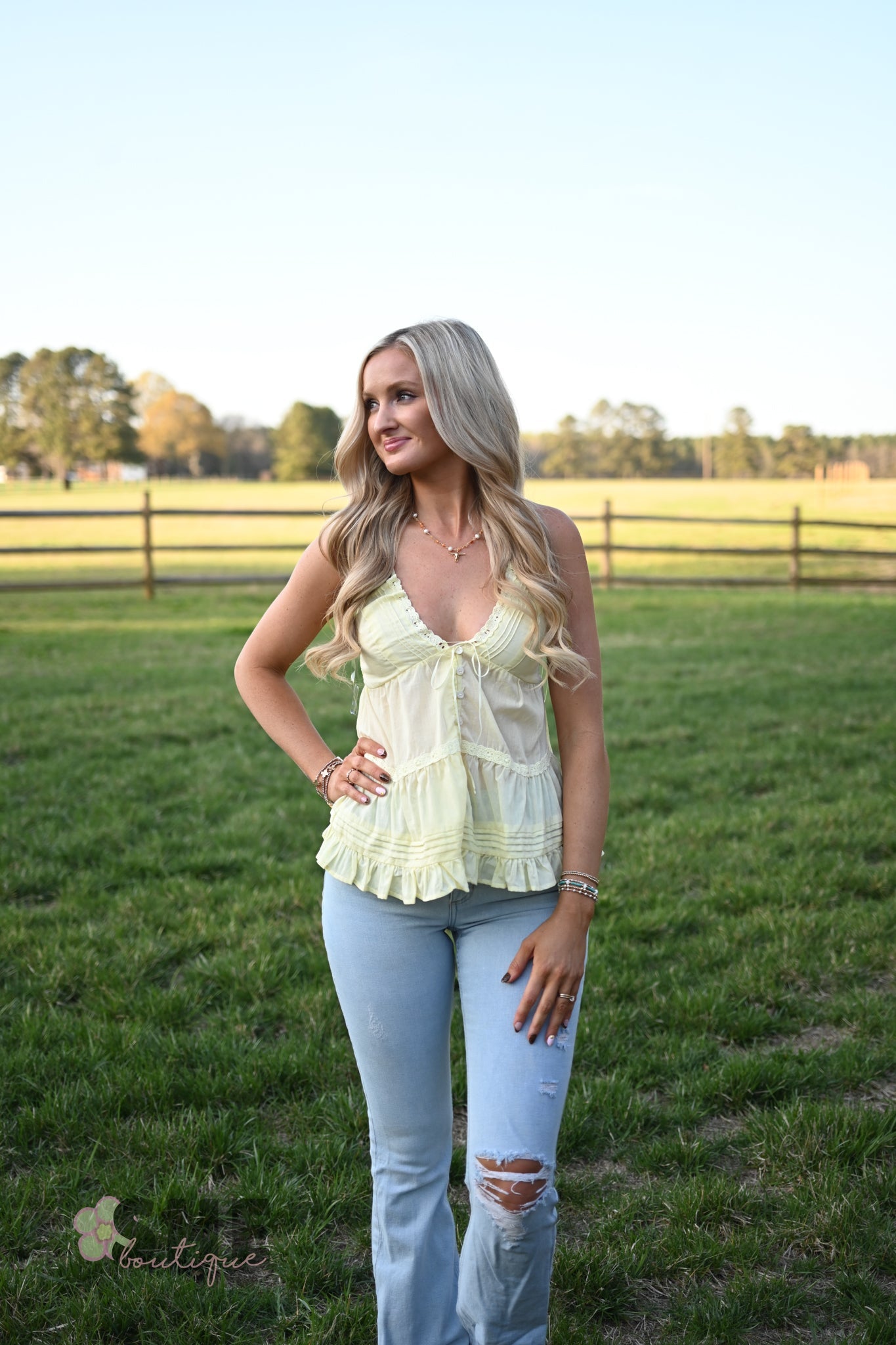 Cannon Butter Lace Trim Tank - She Chester