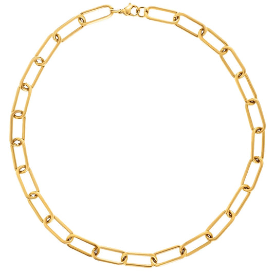 Carla Paper Clip Chain Gold Necklace - She Chester