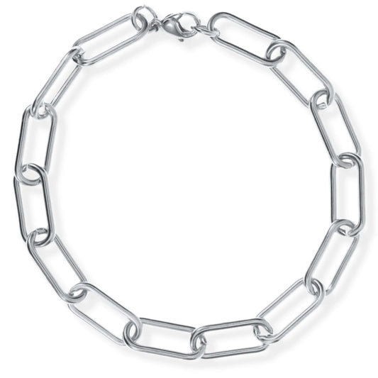 Carla Paper Clip Chain Silver Bracelet - 224 - She Chester