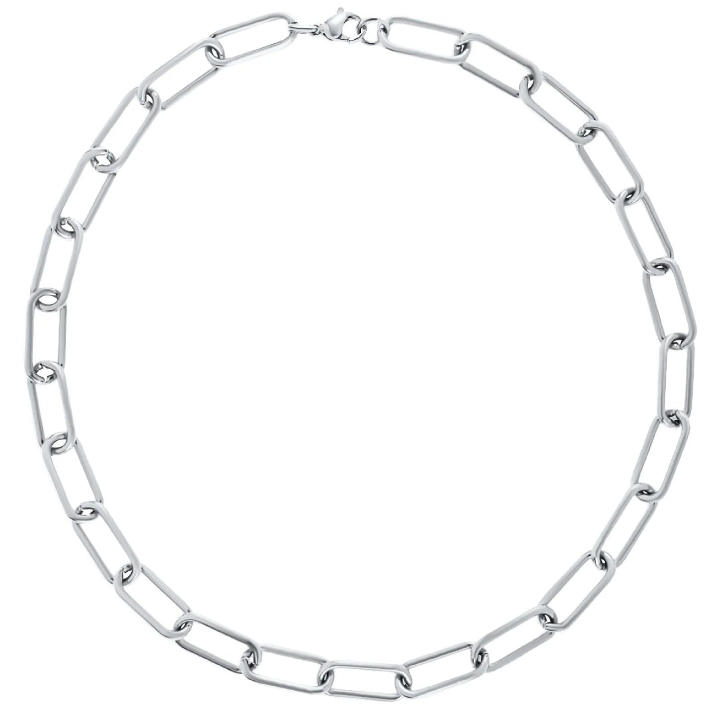 Carla Paper Clip Chain Silver Necklace - She Chester