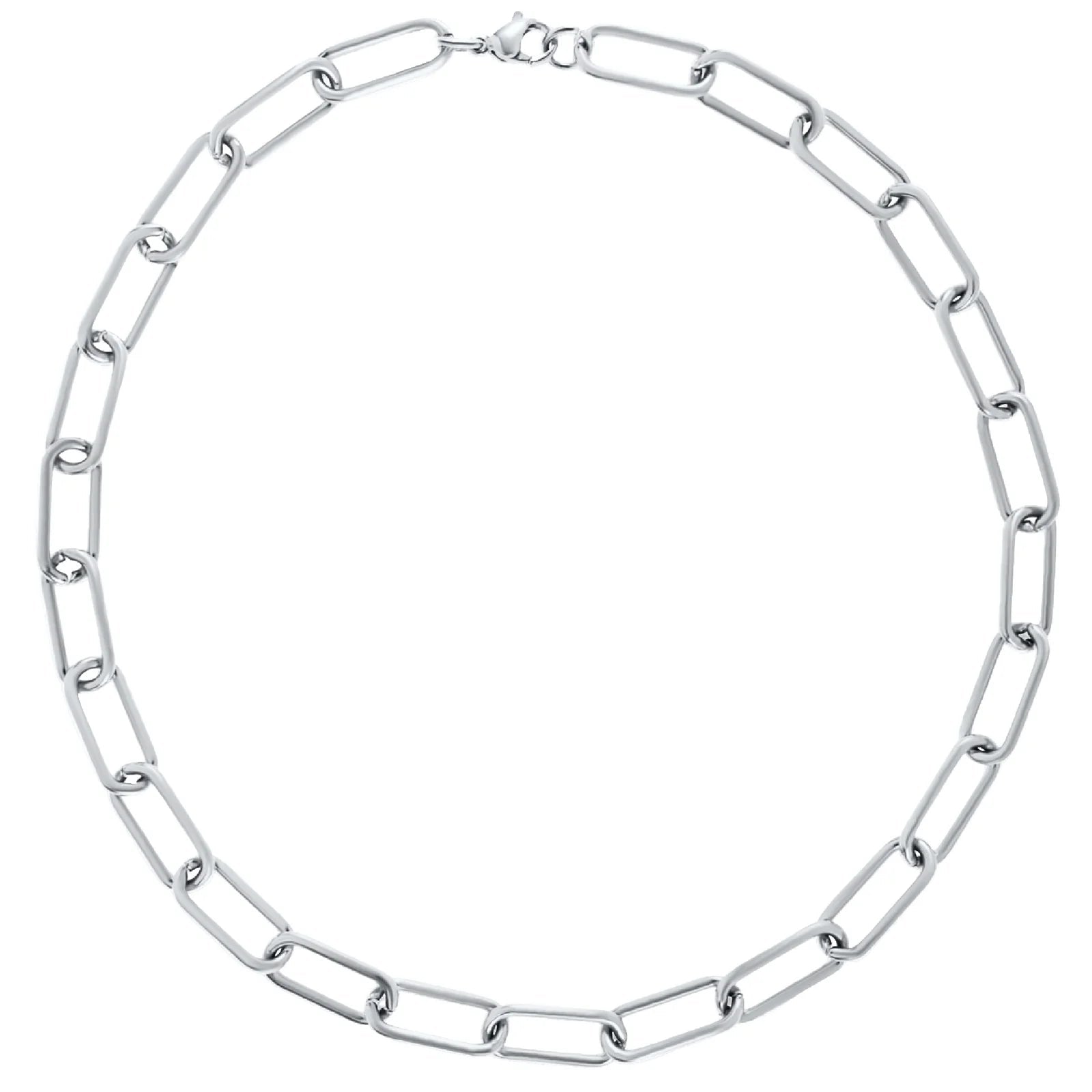 Carla Paper Clip Chain Silver Necklace - She Chester