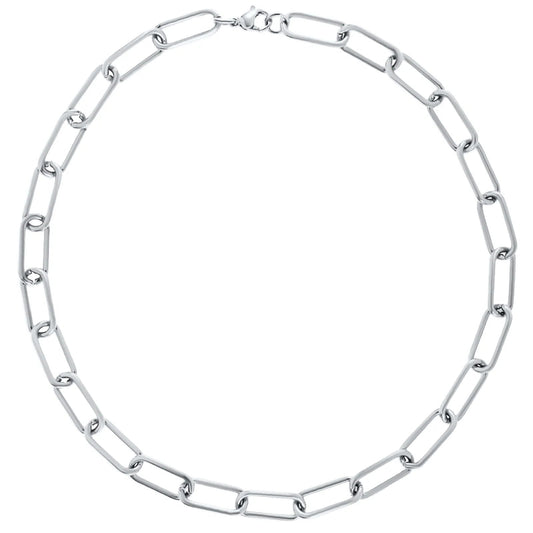 Carla Paper Clip Chain Silver Necklace - She Chester