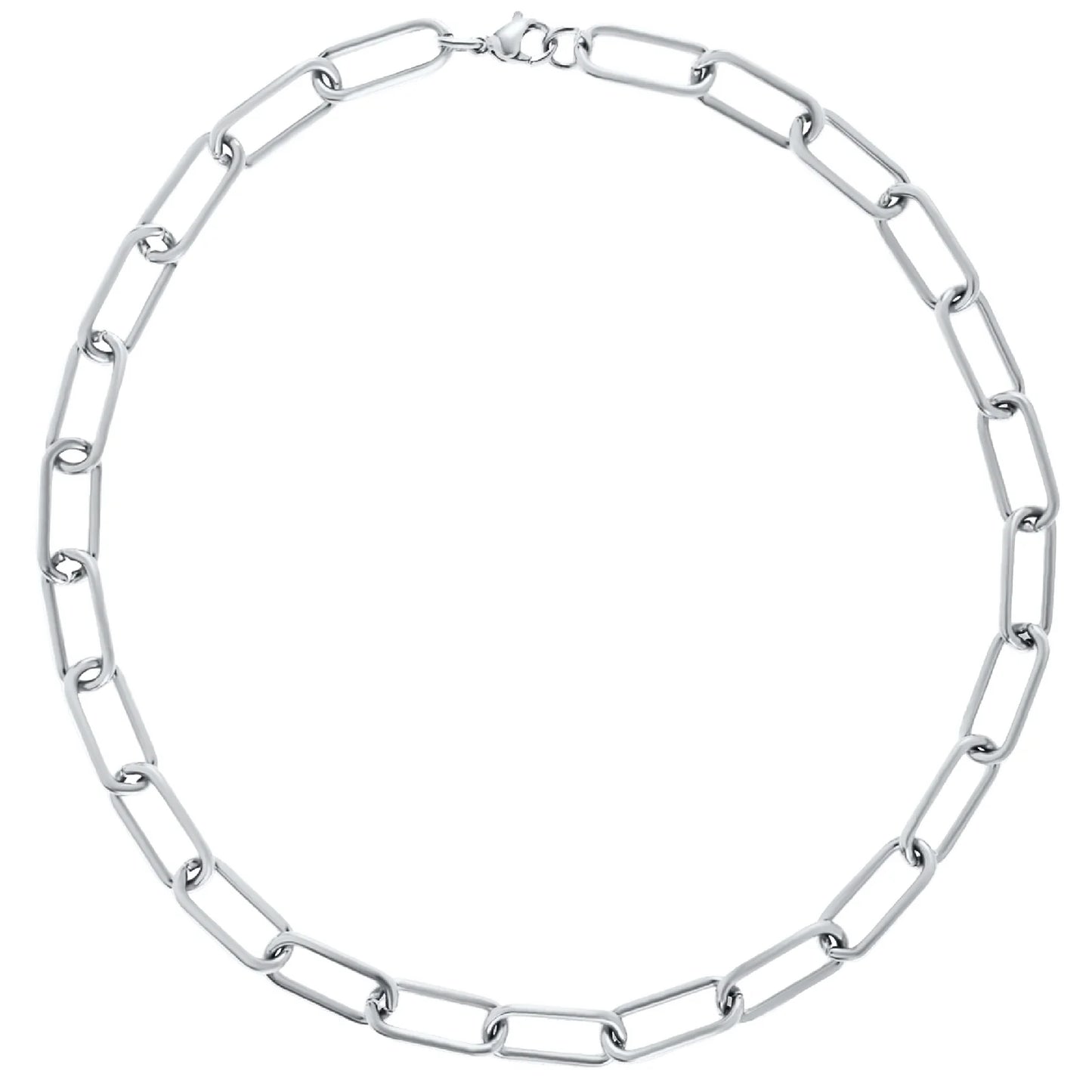 Carla Paper Clip Chain Silver Necklace