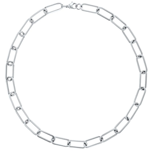 Carla Paper Clip Chain Silver Necklace