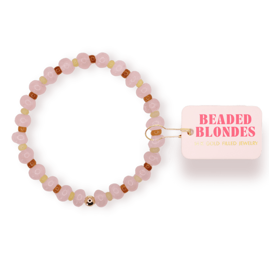 Caroline Bracelet in Light Pink, Green, and Brown: Standard 6.75 inch - She Chester