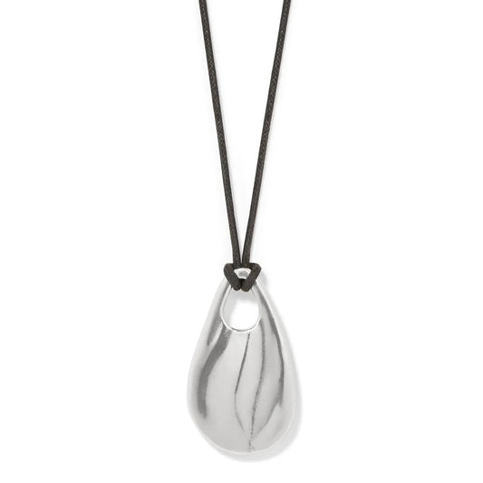 Cascade Black Leather Silver Necklace JM7697 - She Chester