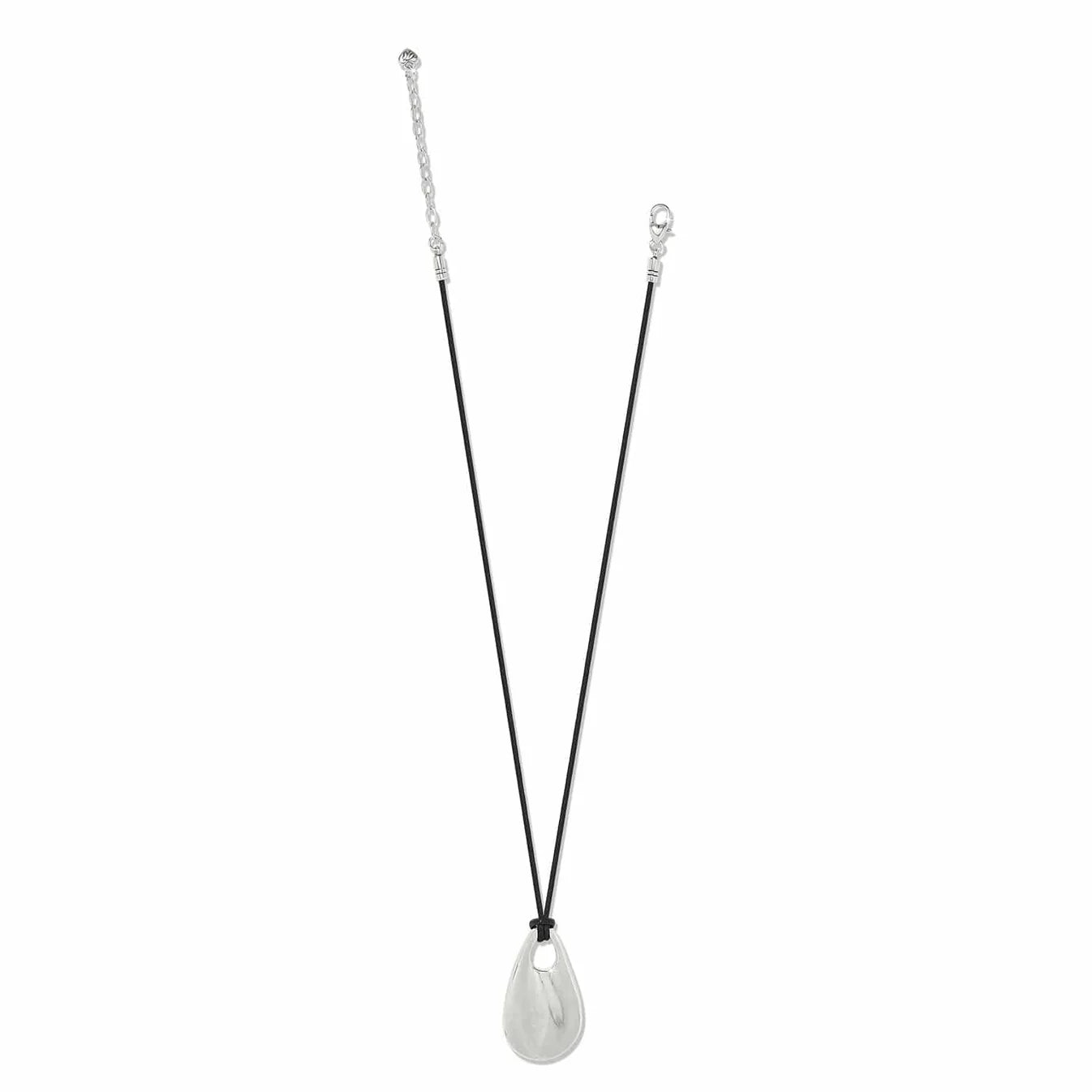 Cascade Black Leather Silver Necklace JM7697