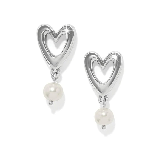 Cascade Open Heart Pearl Post Drop Earrings JA0279