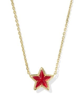 Cassidy Short Pendant Necklace Gold Red Illusion - She Chester