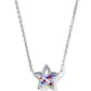 Cassidy Short Pendant Necklace Rhodium Red White Blue Illusion - She Chester