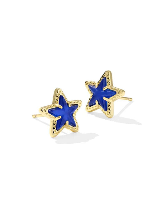 Cassidy Stud Earring Gold Cobalt Illusion - She Chester