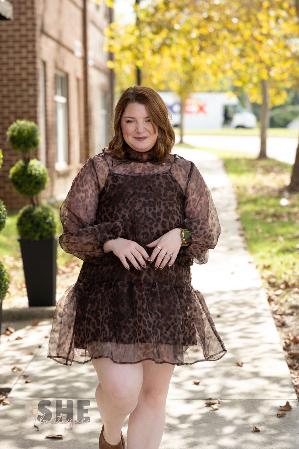 Catelina Cheetah Sheer Dress - She Chester