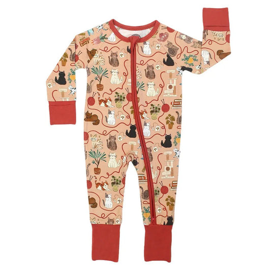 Cats Meow Cat Pets Bamboo Baby Pajamas Convertible Sleeper - She Chester