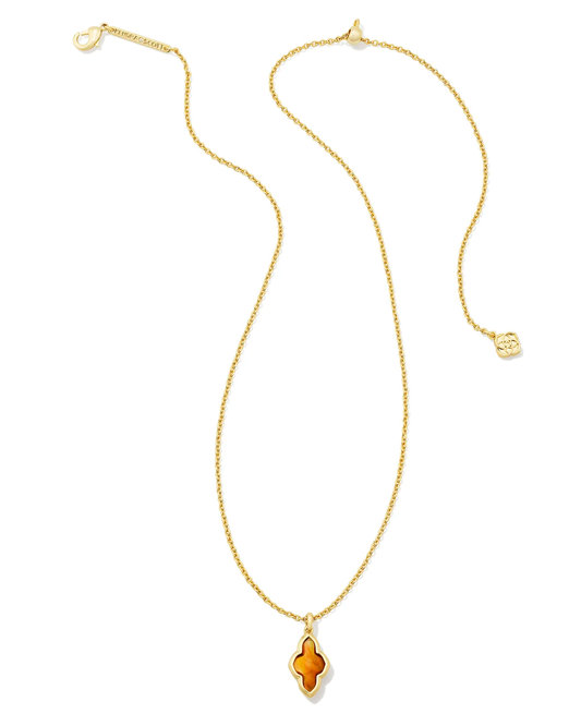 Framed Abbie Pendant Necklace Gold Marbled Amber Illusion