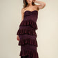 Poesy Maroon Ruffle Dress