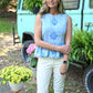 Chambray Embroidered Peplum Top - She Chester