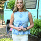 Chambray Embroidered Peplum Top - She Chester