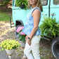 Chambray Embroidered Peplum Top - She Chester