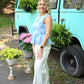 Chambray Embroidered Peplum Top - She Chester
