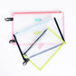 Chambray, Pink Lemonade, Seafoam Set of 3 All Clear Pouches - She Chester