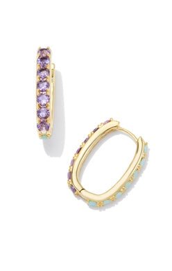 CHANDLER HOOP EARRINGSGOLD GREEN LILAC MIX - She Chester