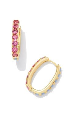 CHANDLER HOOP EARRINGSGOLD PINK BLUE MIX - She Chester