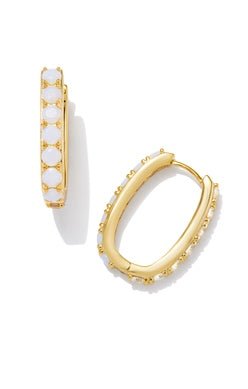 CHANDLER HOOP EARRINGSGOLD WHITE OPALITE MIX - She Chester
