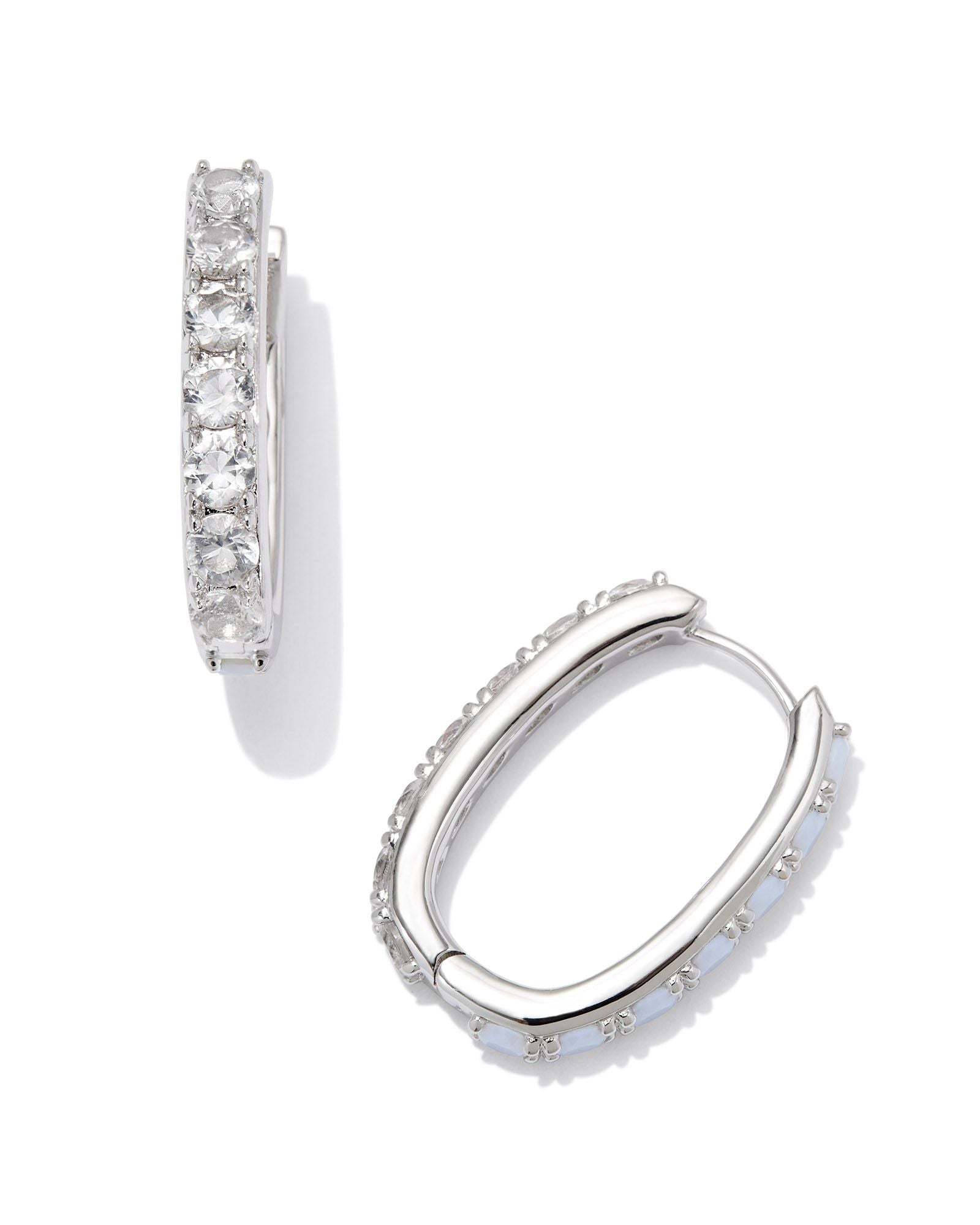 CHANDLER HOOP EARRINGSSILVER WHITE OPALITE MIX - She Chester