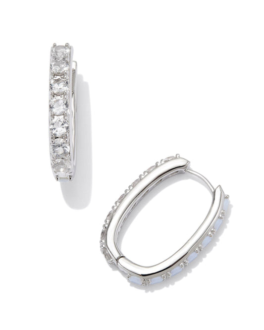 CHANDLER HOOP EARRINGSSILVER WHITE OPALITE MIX - She Chester