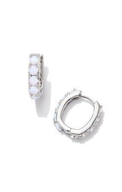 CHANDLER HUGGIE EARRINGSSILVER WHITE OPALITE MIX - She Chester