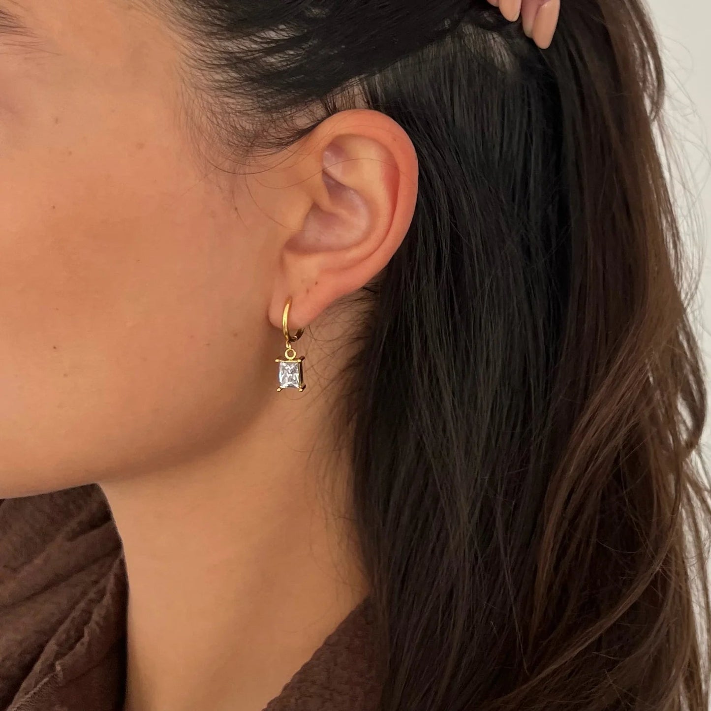 Chantel Baguette Huggie Hoop Gold Earring - She Chester