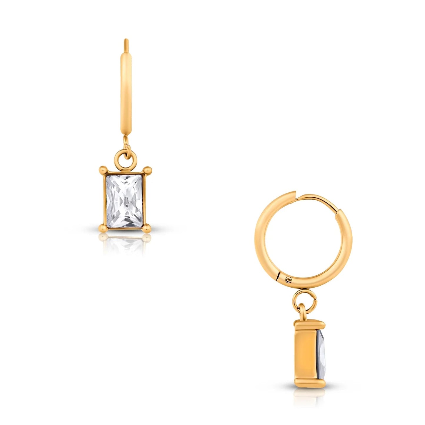 Chantel Baguette Huggie Hoop Gold Earring - She Chester