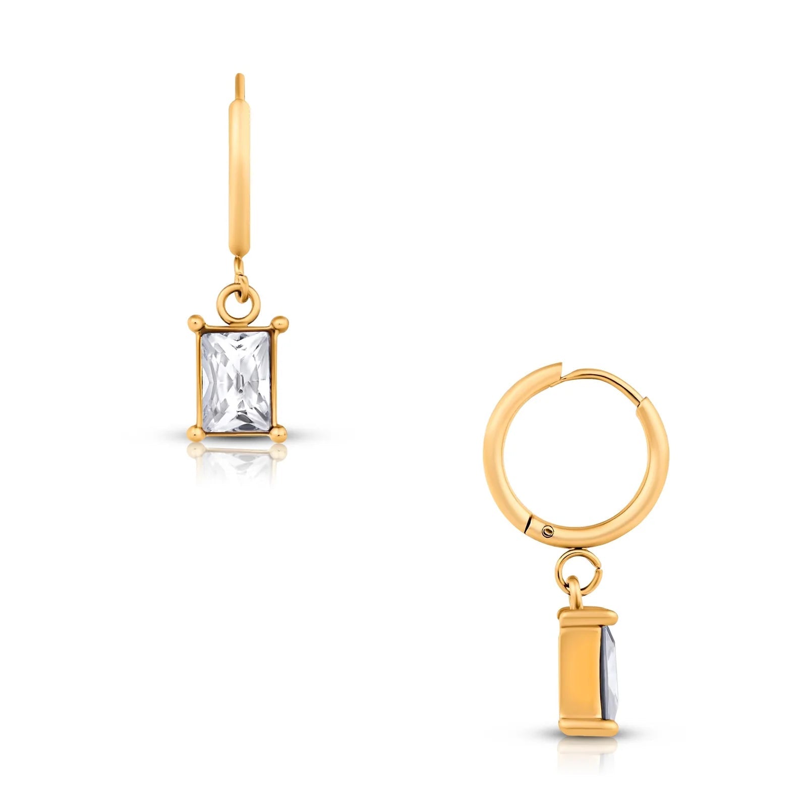 Chantel Baguette Huggie Hoop Gold Earring - She Chester