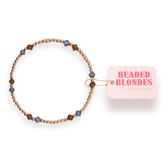 Charlotte Bracelet in Denim and Mocha: Standard 6.75 inch - She Chester