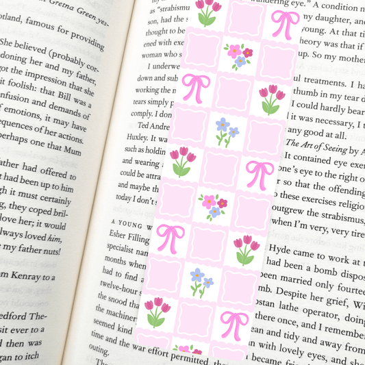 Checkered Tulips Bookmark | Soft Matte Laminated - She Chester
