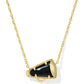 Cheer Short Pendant Necklace Gold Black Agate - She Chester
