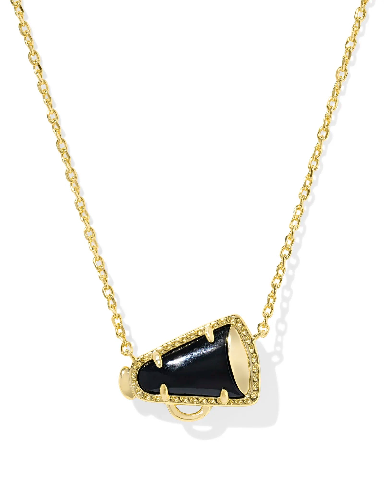 Cheer Short Pendant Necklace Gold Black Agate - She Chester