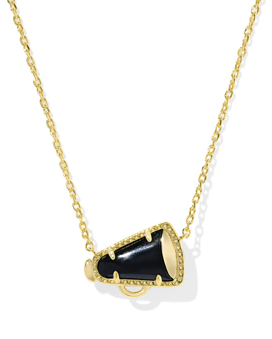 Cheer Short Pendant Necklace Gold Black Agate - She Chester