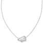 Cheer Short Pendant Necklace Rhodium White MOP - She Chester