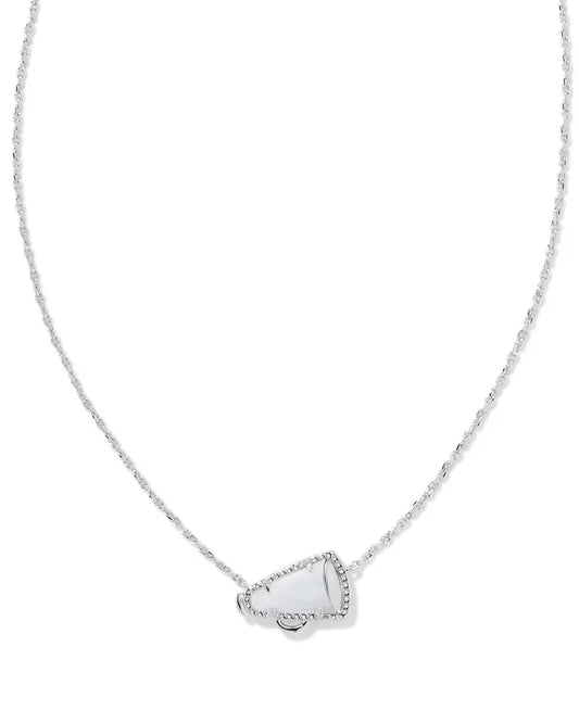 Cheer Short Pendant Necklace Rhodium White MOP - She Chester