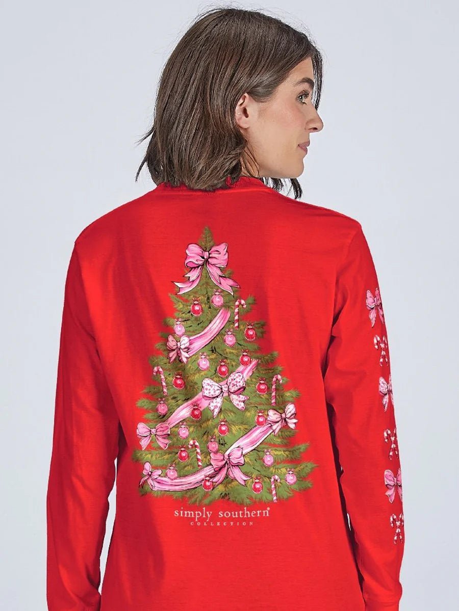 Christmas Tree Red LS Tee - She Chester