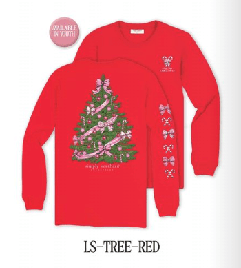 Christmas Tree Red LS Tee - She Chester
