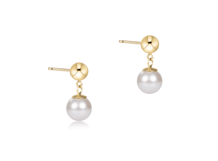 Classic 8mm Ball Drop Stud - Pearl - She Chester