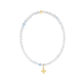 Classic Aquamarine 3mm Bracelet - Signature Cross Gold Charm - She Chester