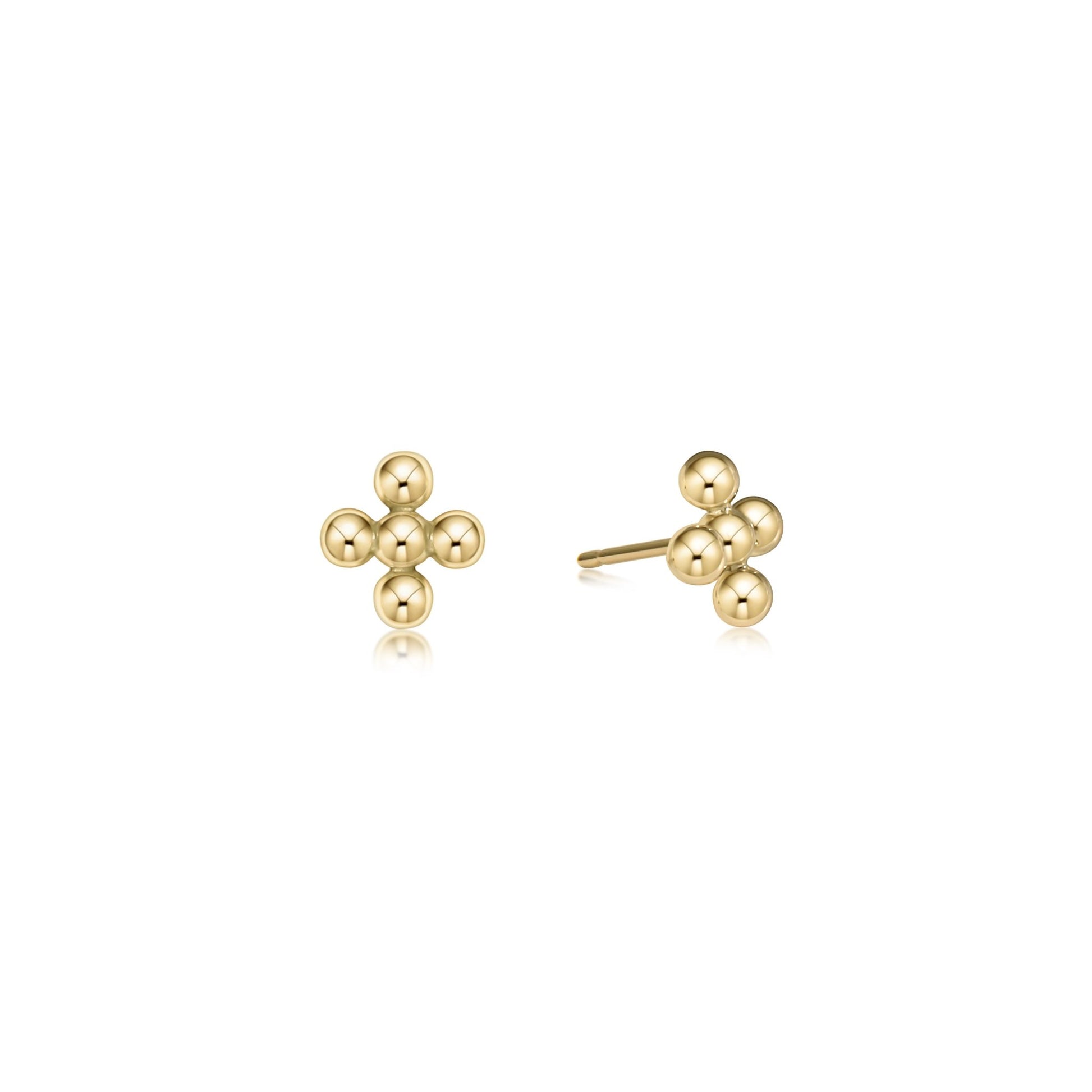 Classic Beaded Signature Criss Stud 4mm Gold - She Chester