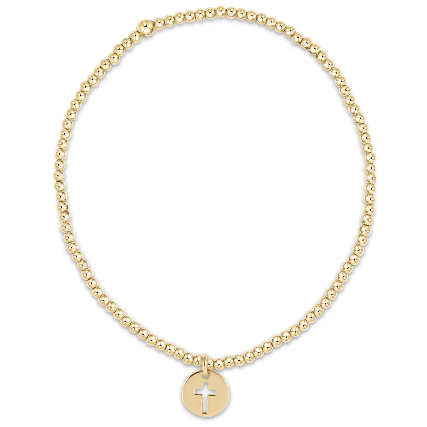 Classic Gold 2mm Bead Bracelet - Blessed Small Gold Disc - She Chester