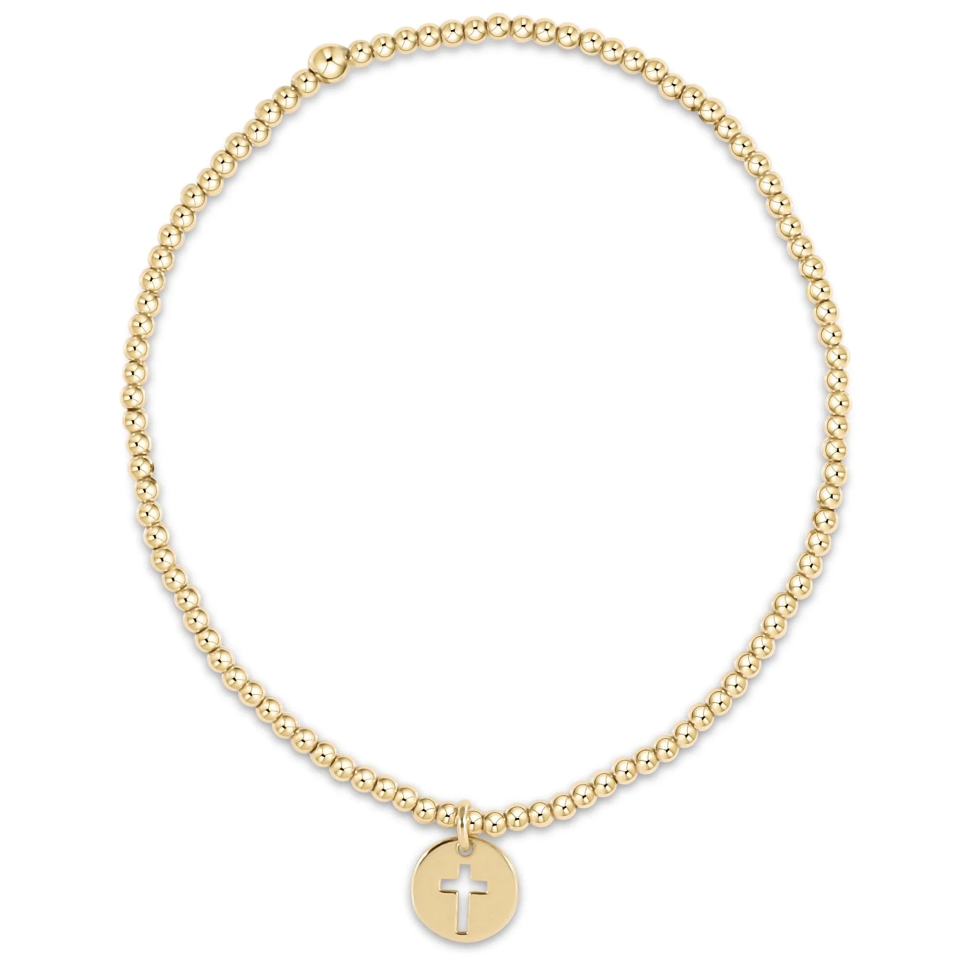 Classic Gold 2mm Bead Bracelet - Blessed Small Gold Disc - She Chester