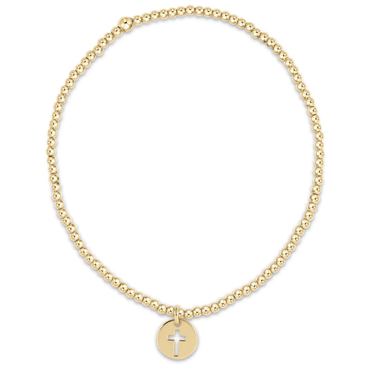 Classic Gold 2mm Bead Bracelet - Blessed Small Gold Disc - She Chester